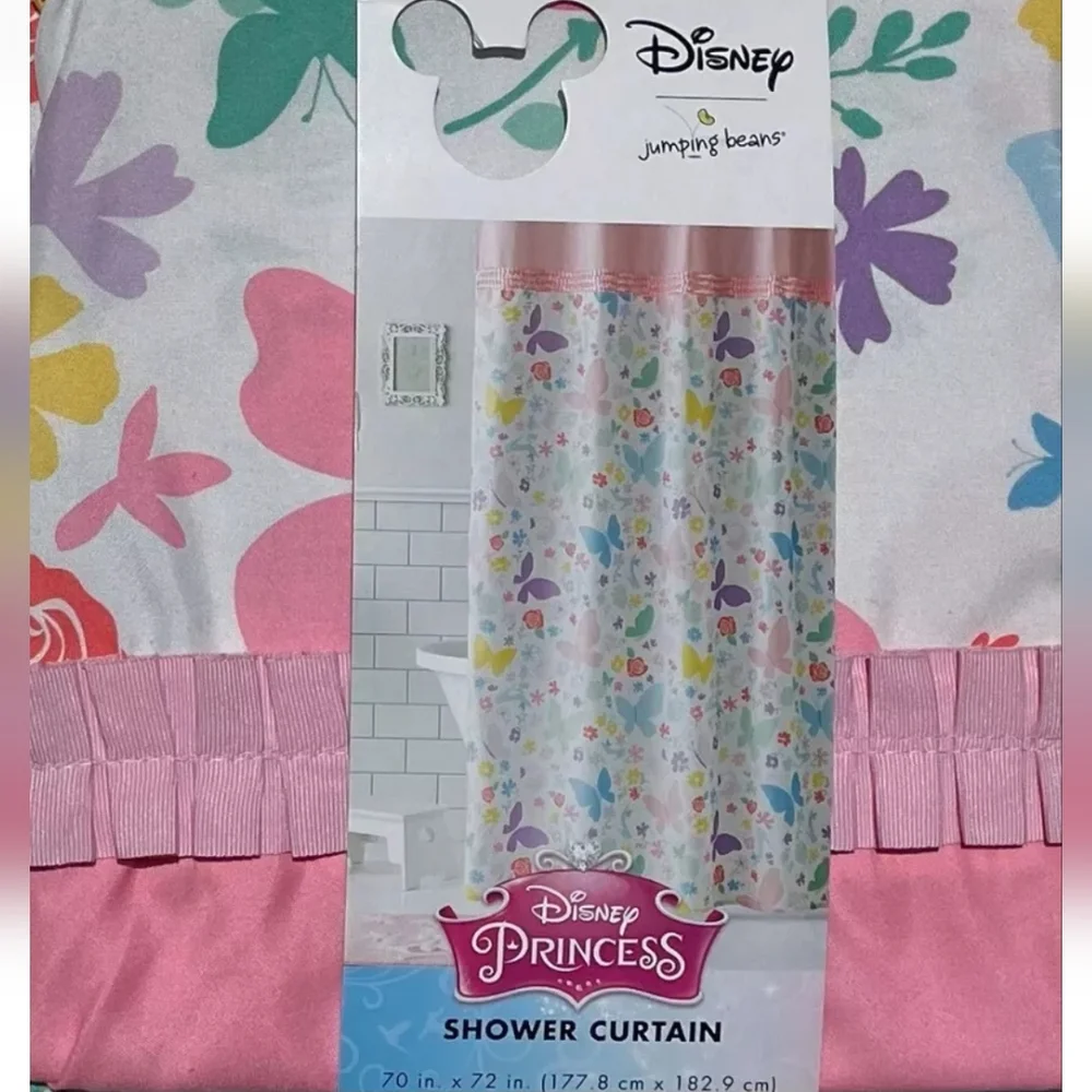 Disney Princess Shower Curtain with Pink and Multicolor Design